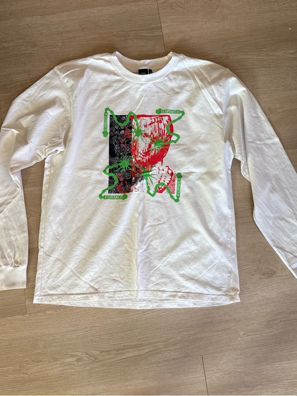 FORMER / White Long-Sleeve Graphic Tee XL